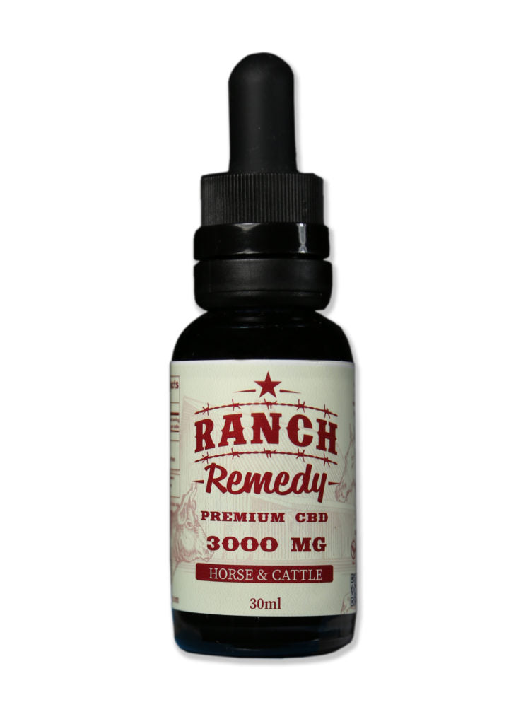 Ranch Remedy Premium CBD. 3000 mgs of CBD (NO THC) to calm your horse or cattle's anxiety and boost their immune system.
