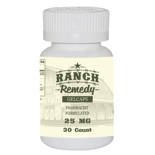 Ranch Remedy Premium CBD gel capsules. 25 mgs of CBD (NO THC) to calm your pet's anxiety and boost their immune system.